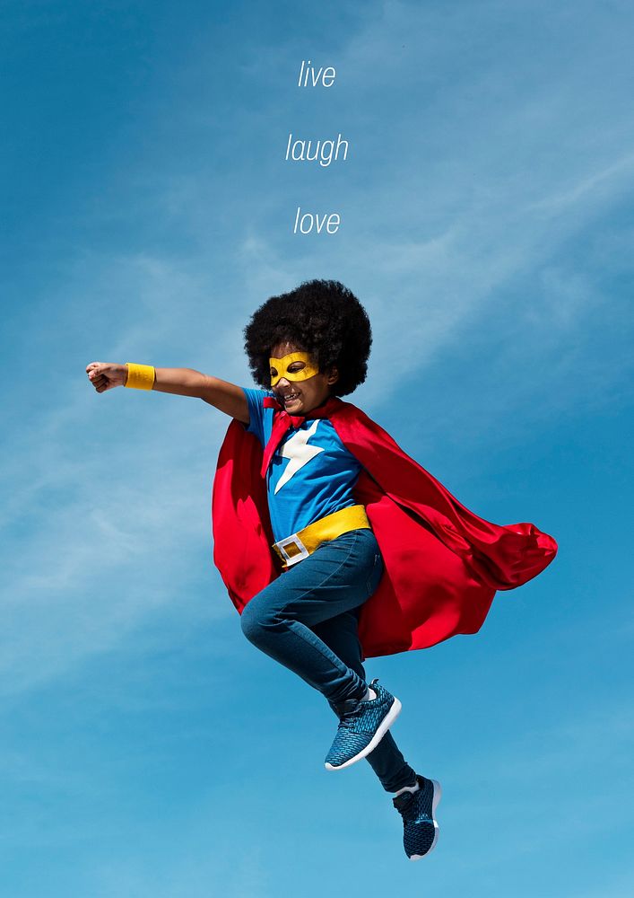 Superhero kid poster template, editable text