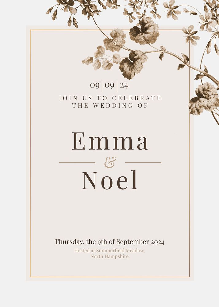 Autumn wedding invitation card template Free Photo rawpixel Autumn wedding invitation card template Free Photo rawpixel