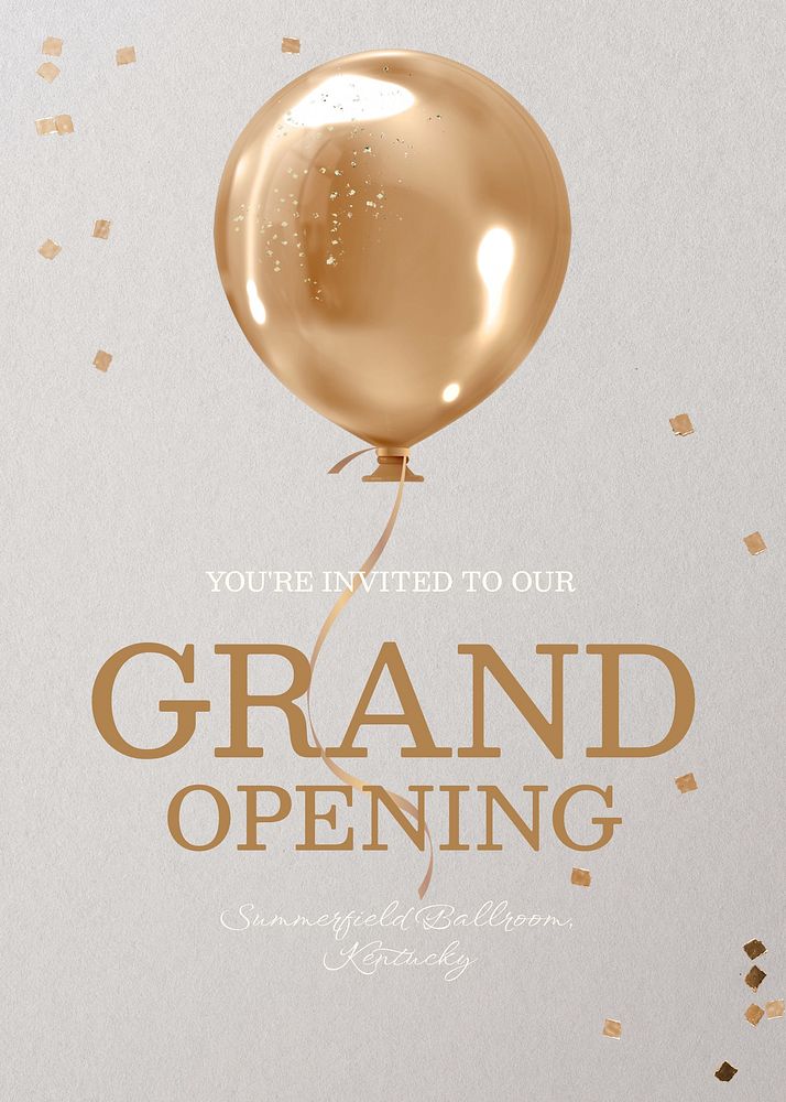 Grand opening invitation card template, editable text