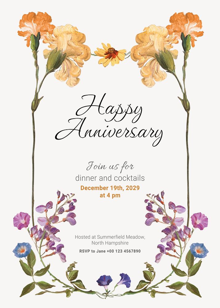 Anniversary party invitation card template