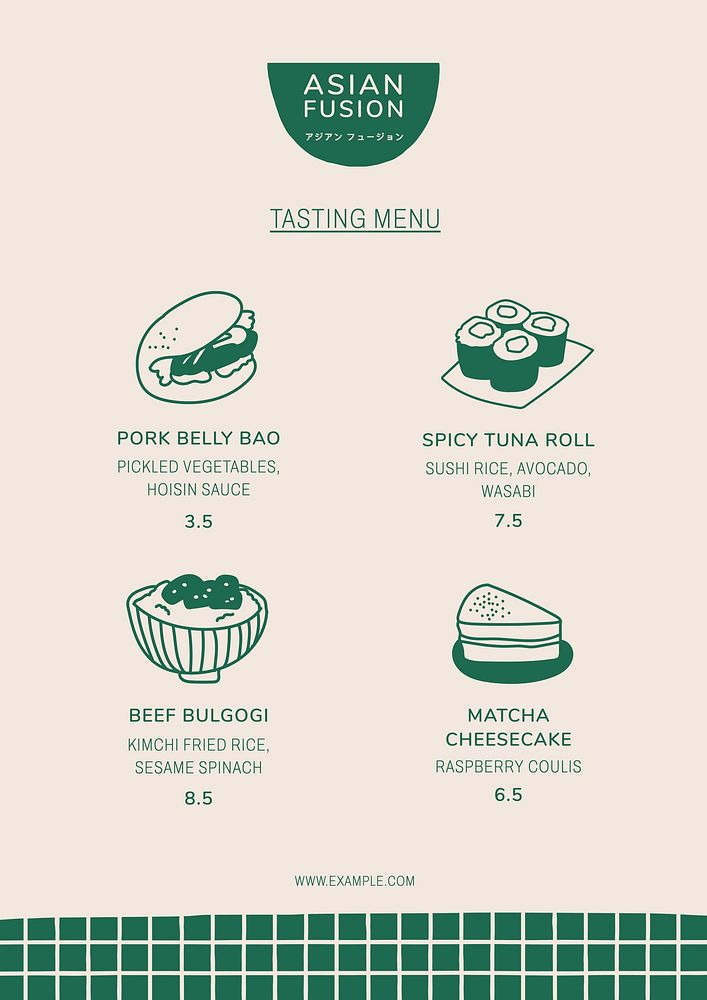 Tasting menu template