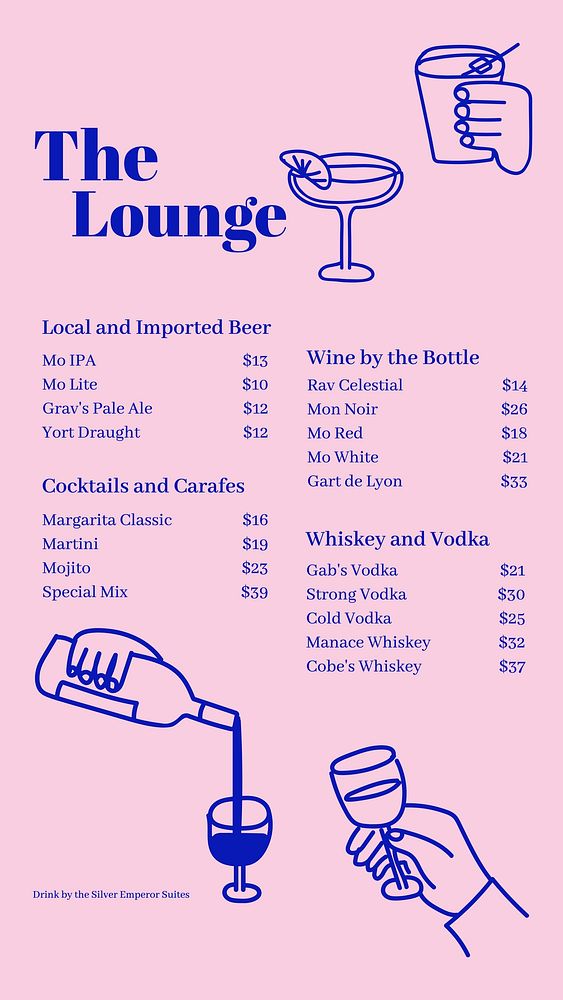 The lounge menu Instagram story template