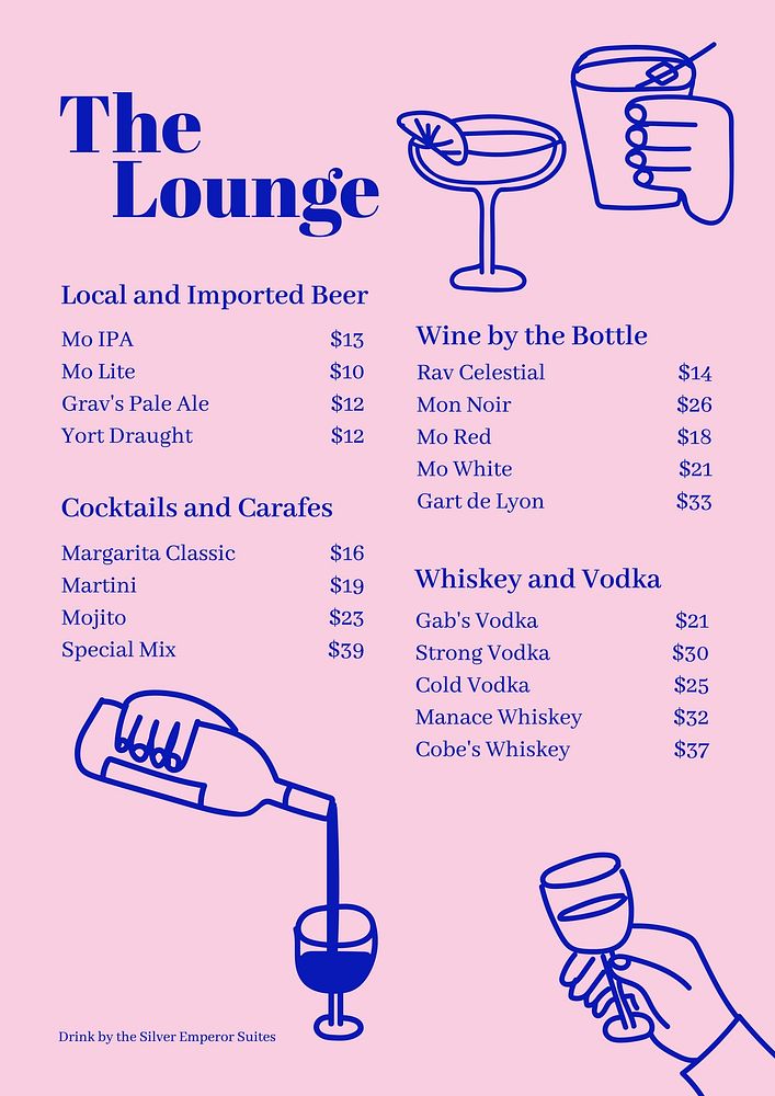 The lounge menu template 
