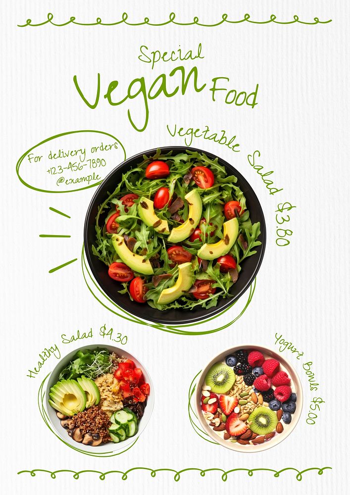 Special vegan food menu template 