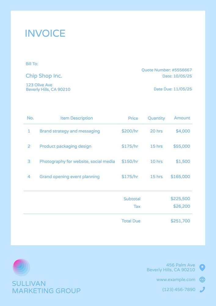 Marketing invoice template, finance & accounting design