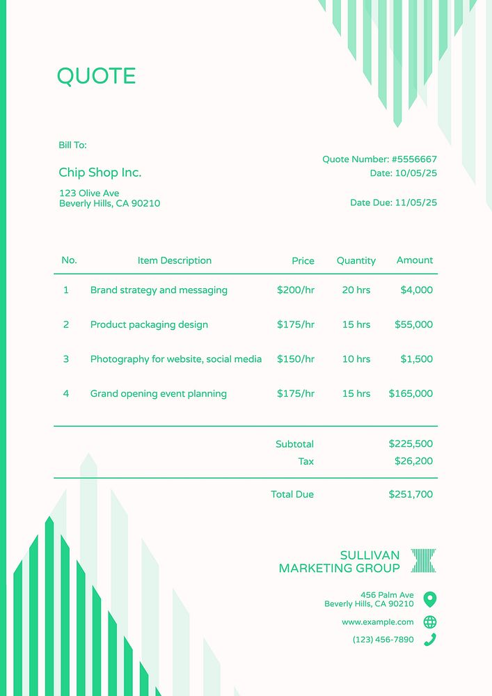 Marketing quote template, finance & accounting design