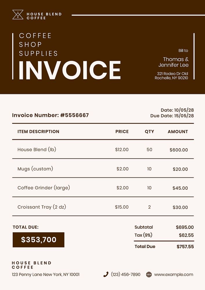 Invoice template, finance & accounting design