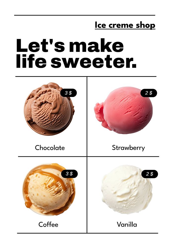 Ice cream menu template 