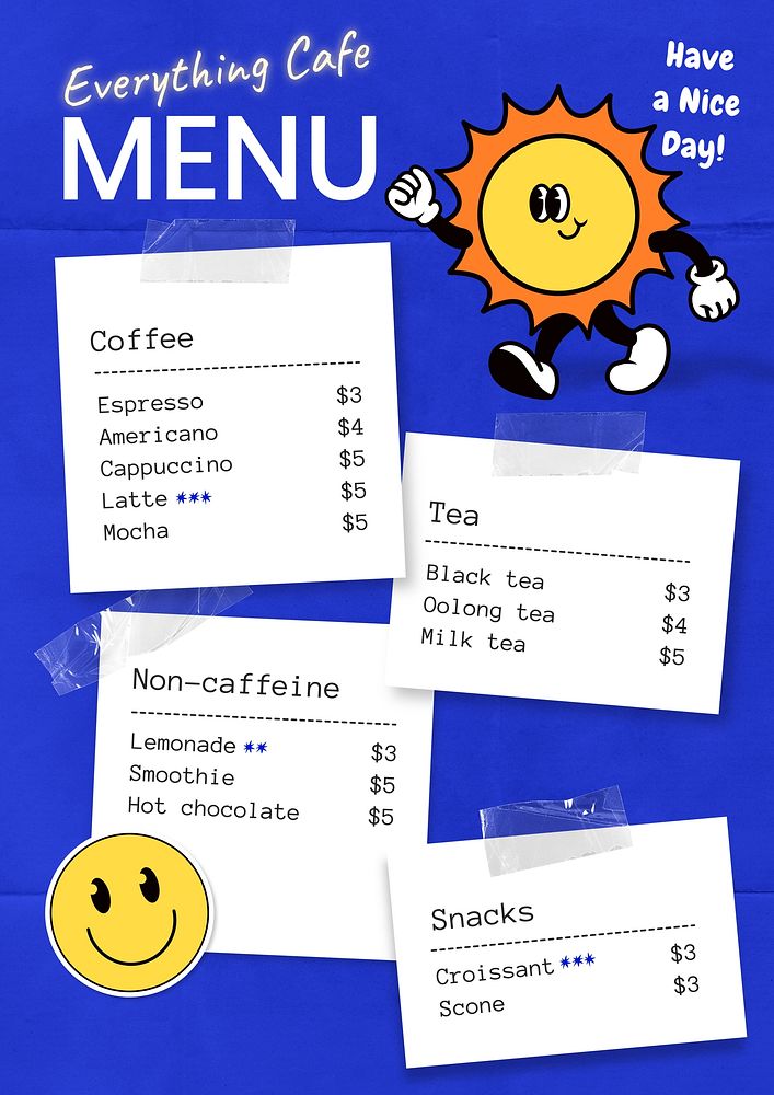 Cafe menu template 