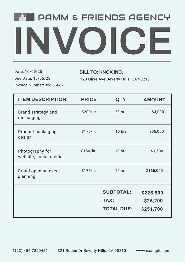 Marketing service invoice template, finance & accounting design