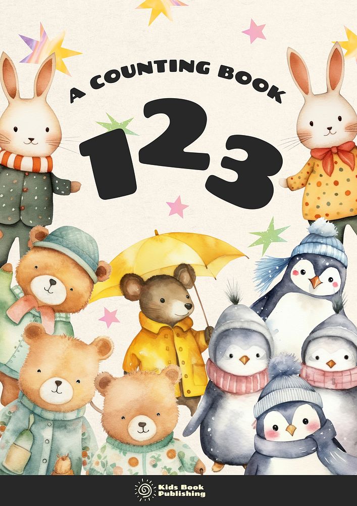 Kids number book cover template
