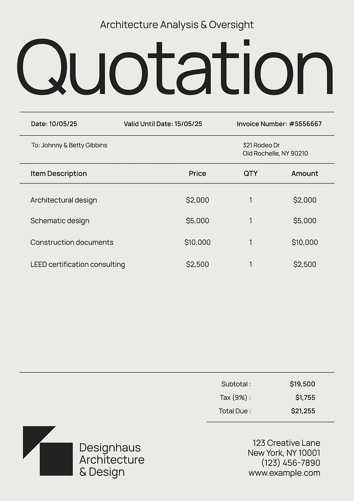 Quotation invoice template