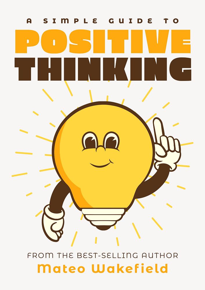 Positive thinking book cover template  design