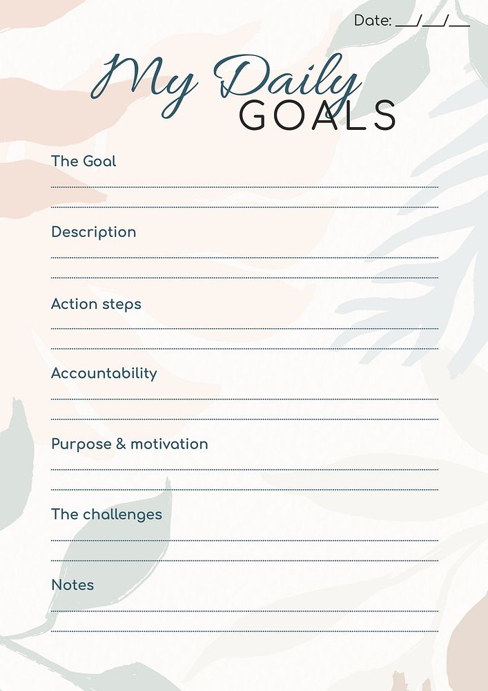 Goal planner template
