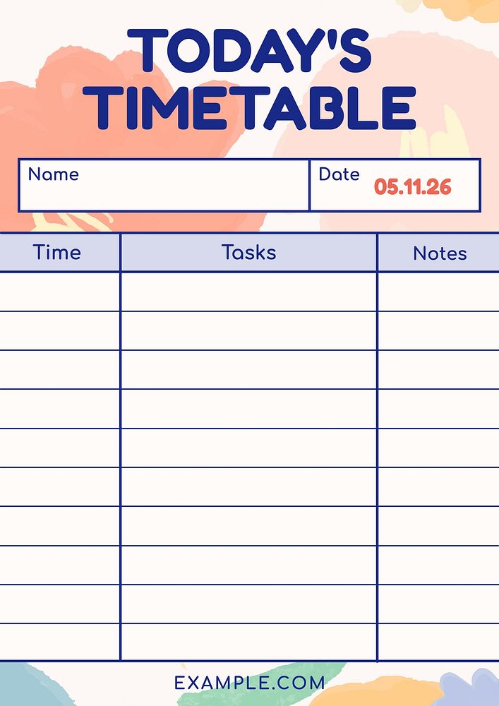 Today's timetable template
