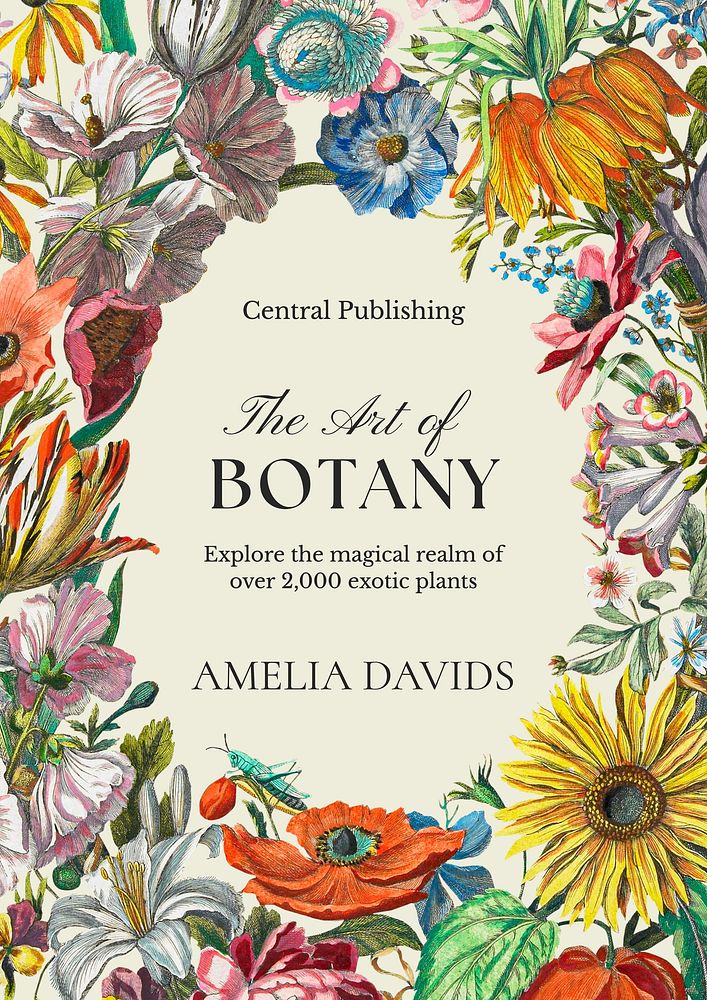 Botanical plant book cover template