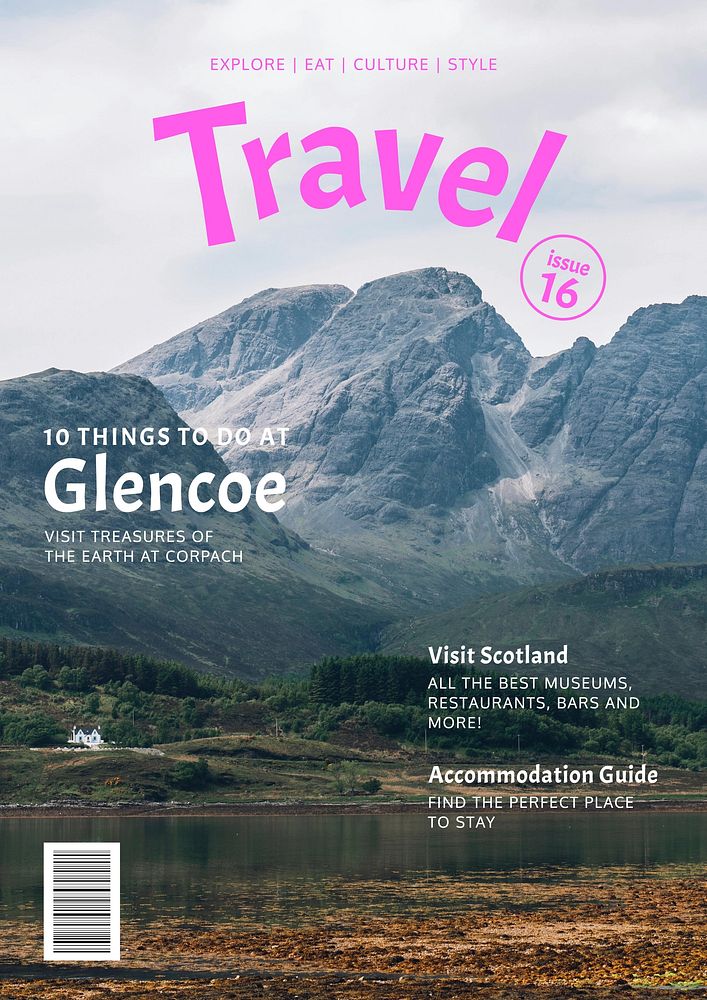 Travel magazine cover template