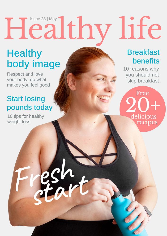 Healthy magazine cover template