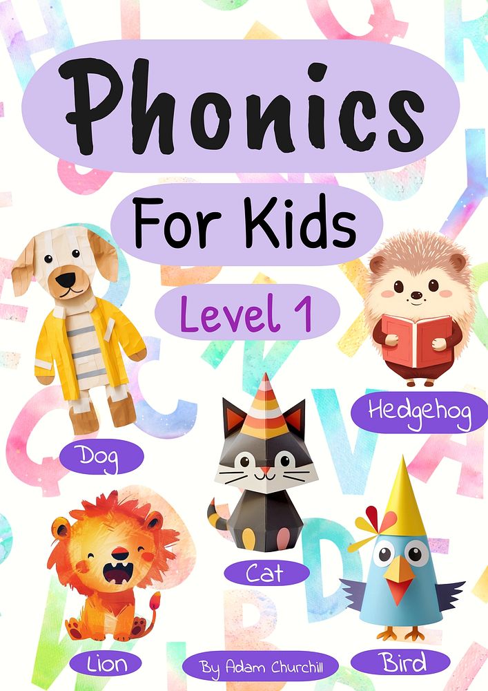 Phonics for kids book cover template