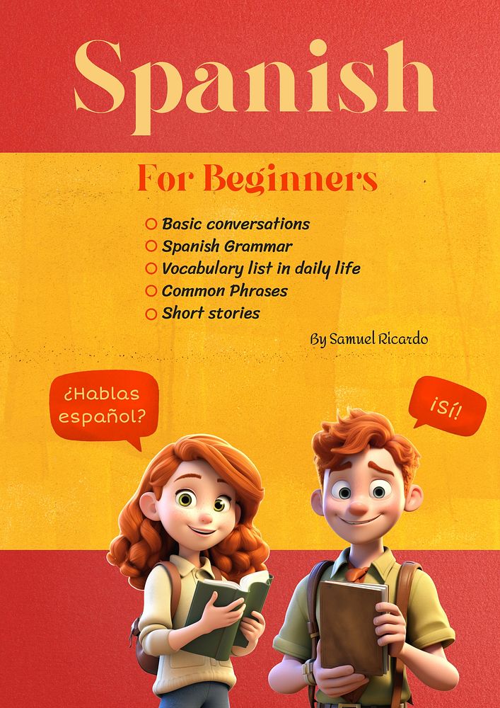 Spanish for beginners book cover template