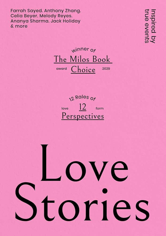 Love stories book cover template