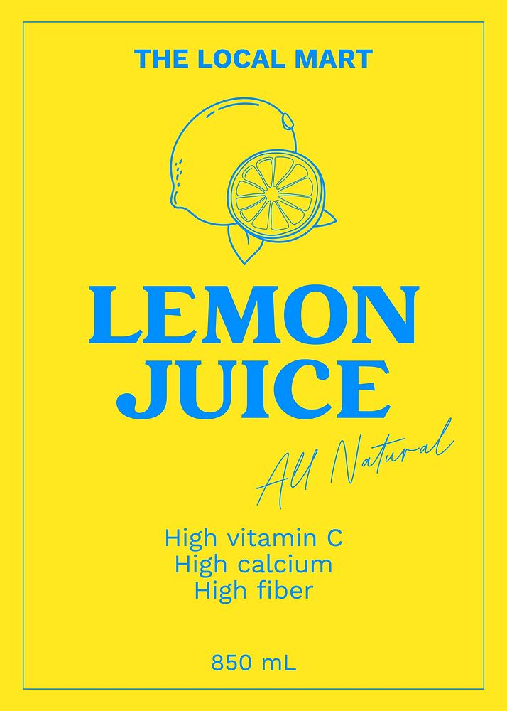Lemon juice  label template  design
