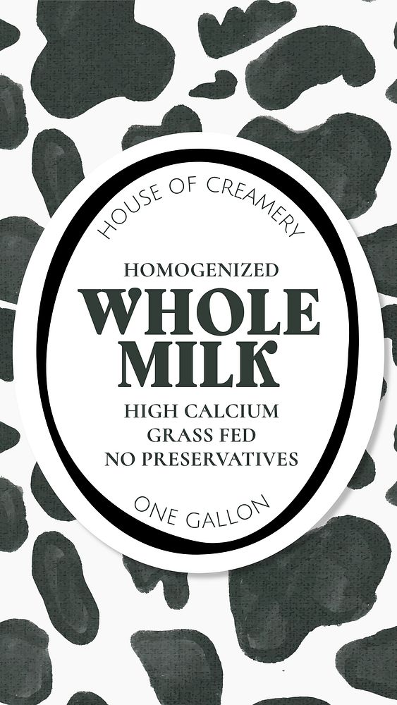 Whole milk  label template