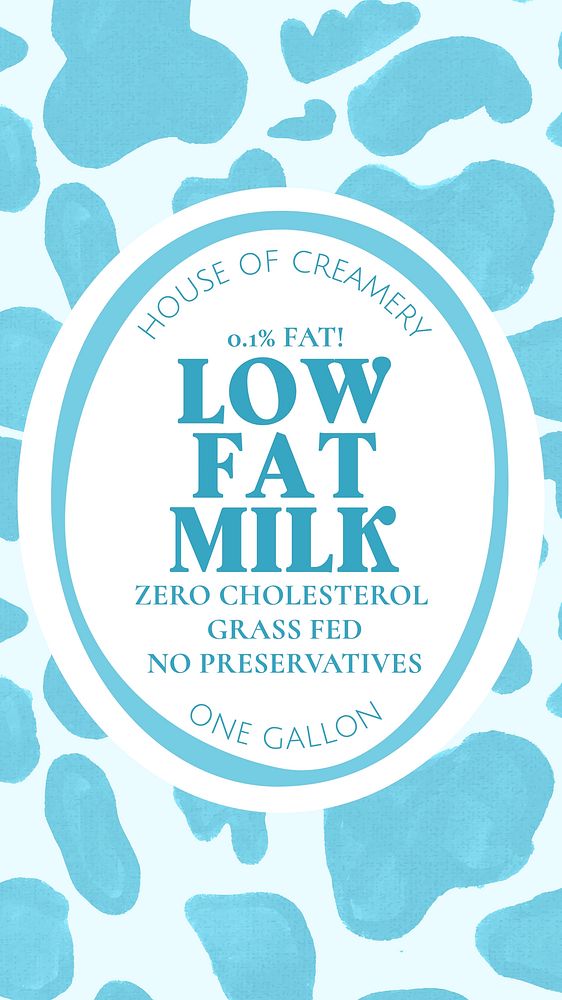 Low-fat milk  label template