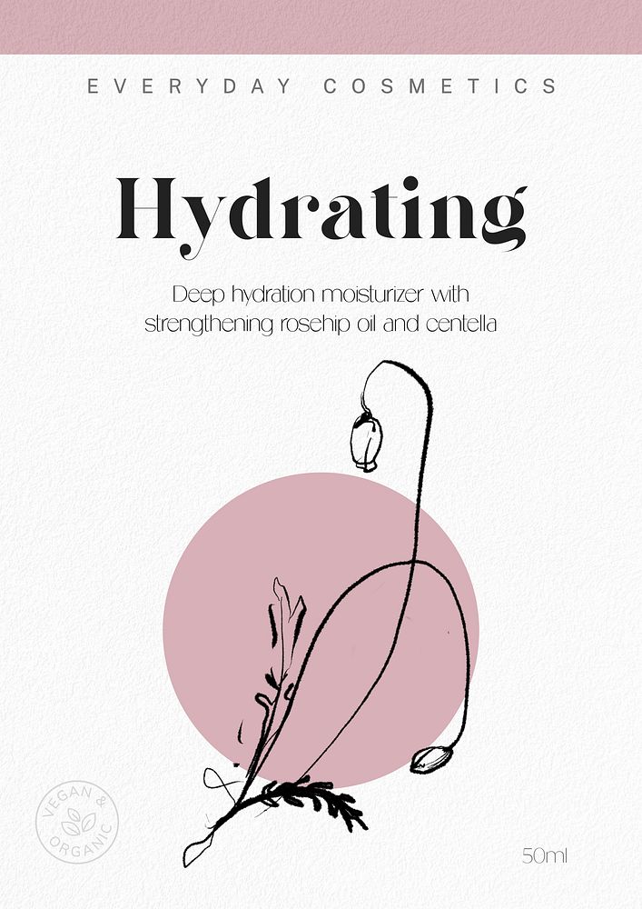 Hydrating skincare label template  design