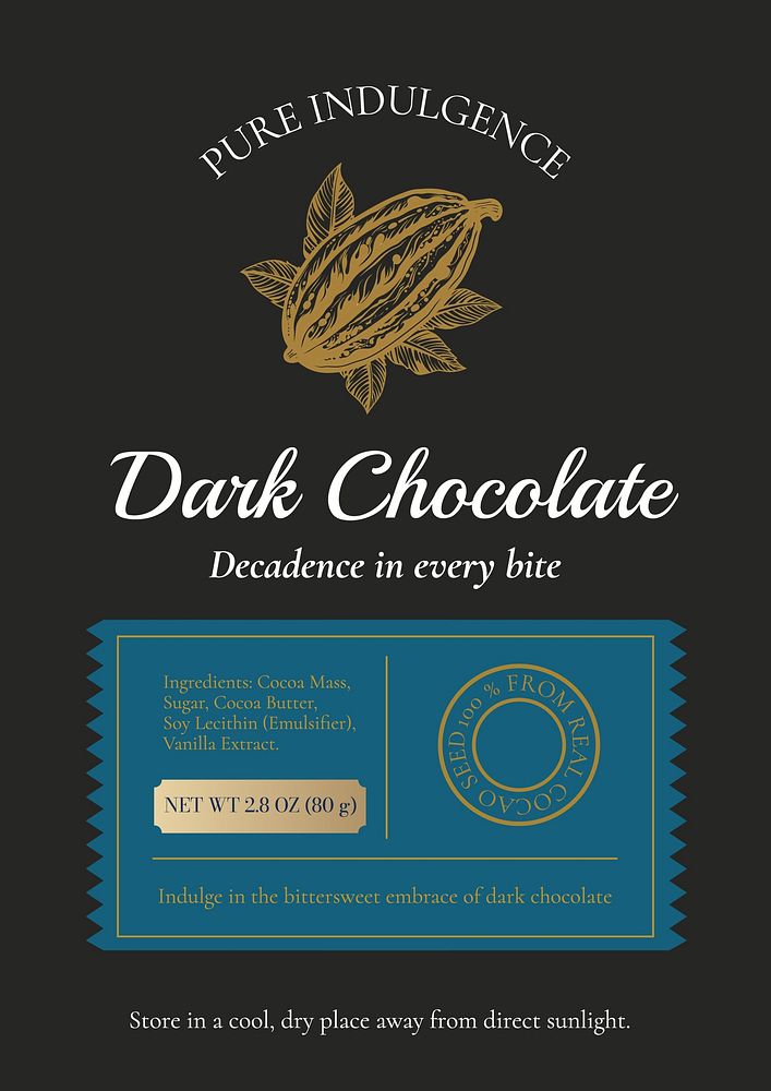 Dark chocolate label template