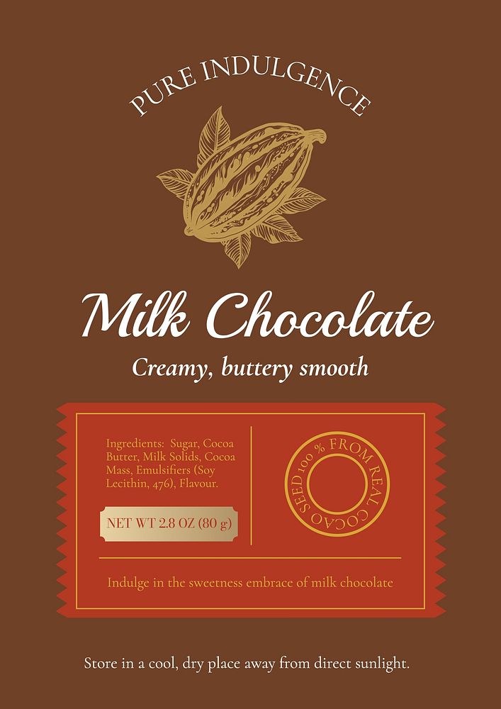 Milk chocolate label template