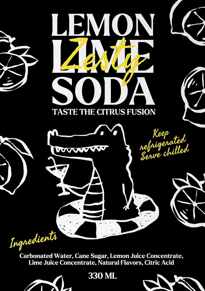 Lemon lime soda label template  design