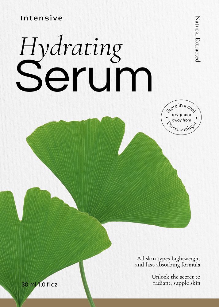 Hydrating serum label template