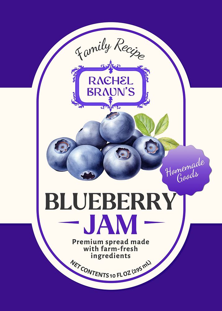 Blueberry jam label template