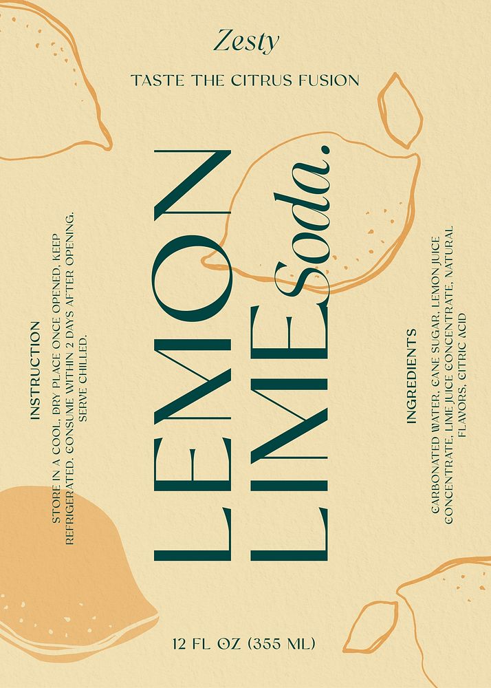 Lemon lime soda label template