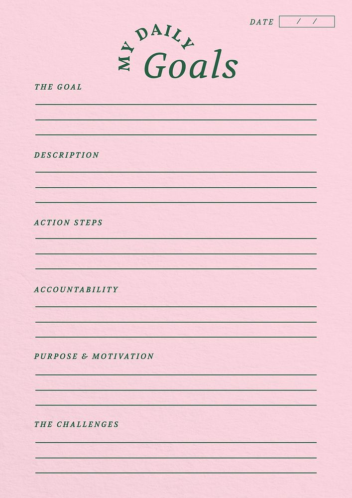 Goal  planner template, editable digital note design