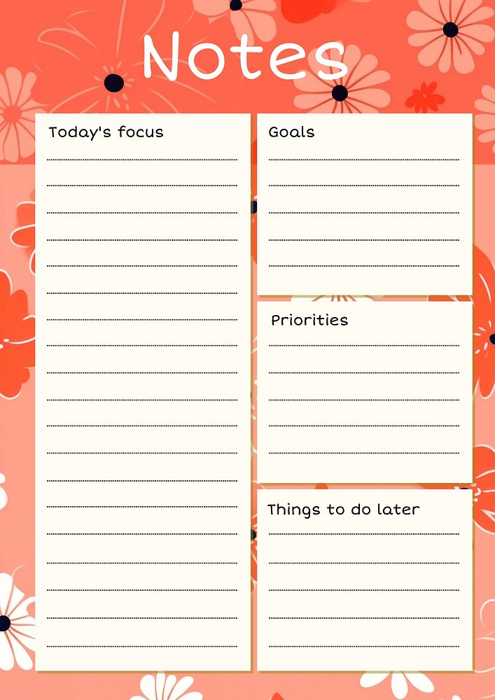 Notes planner template