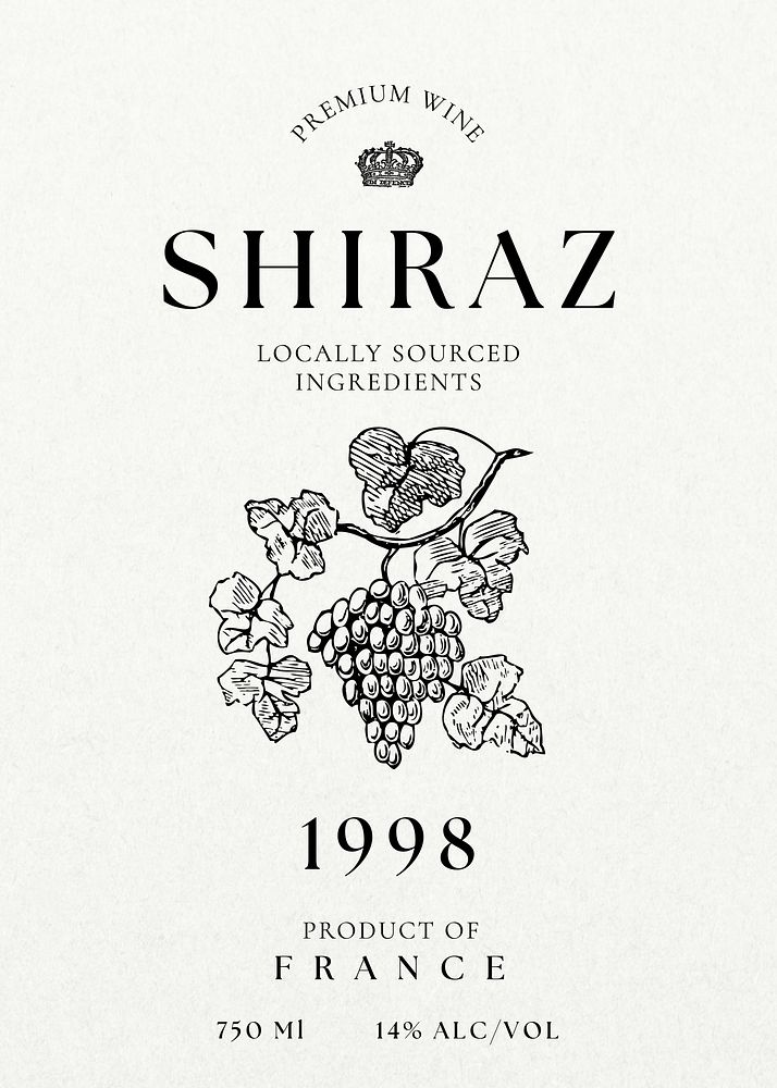 Shiraz wine label template