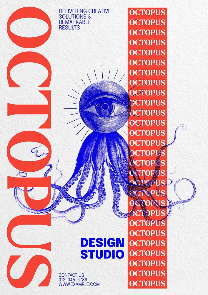 Octopus design studio poster template