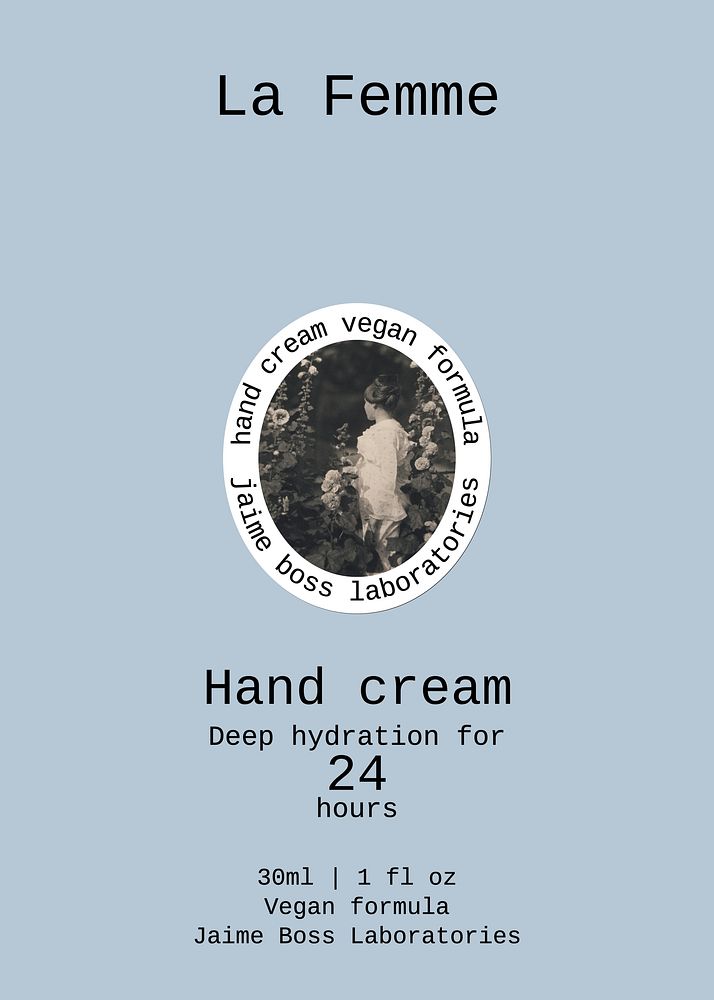 Hand cream  label template, editable design