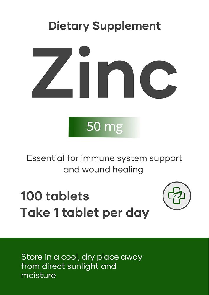 Zinc supplement label template