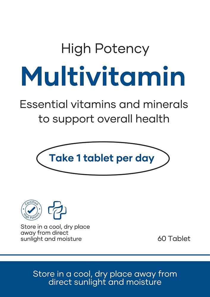 Multivitamin supplement label template