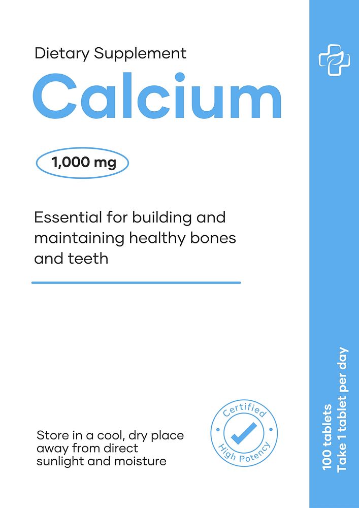 Calcium supplement label template