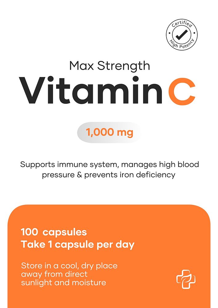 Vitamin C supplement label template
