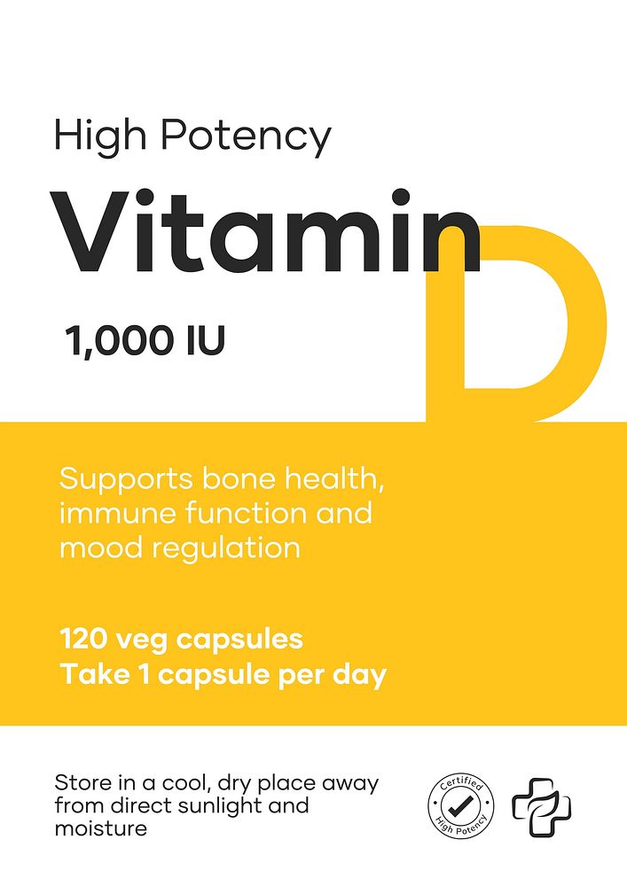 Vitamin D supplement label template  design