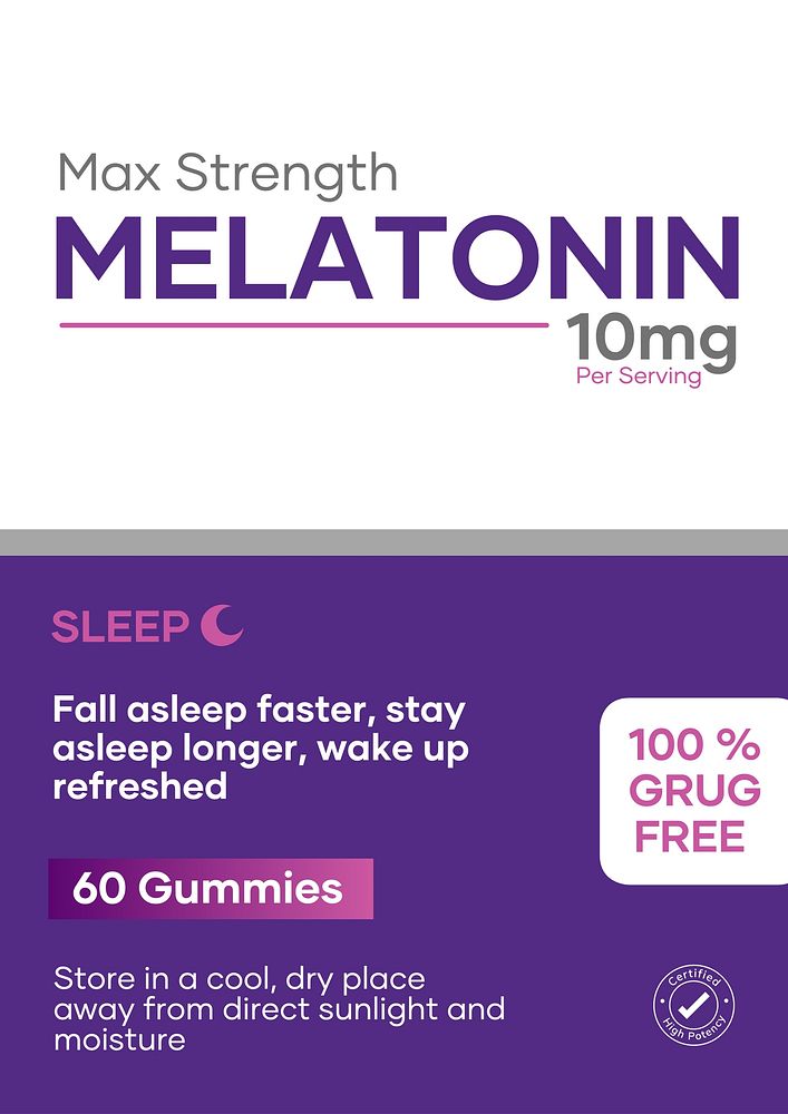 Melatonin supplement label template