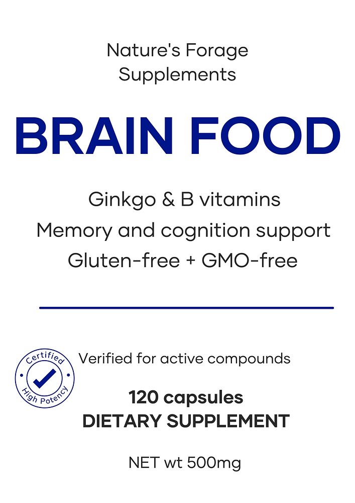 Brain food label template