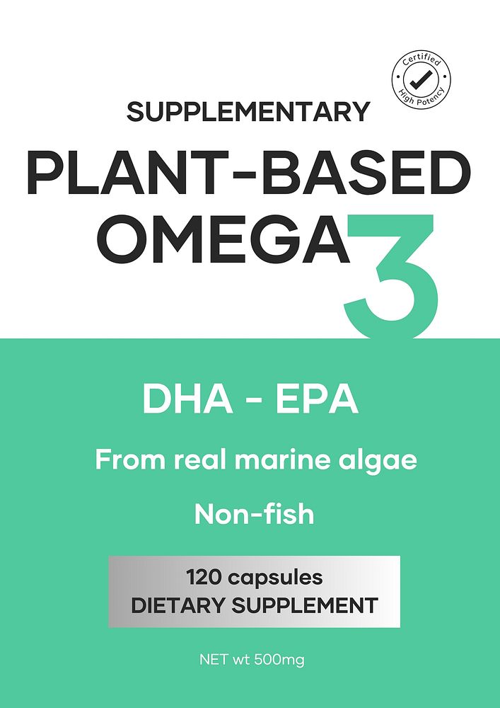 Omega 3 supplement label template  design