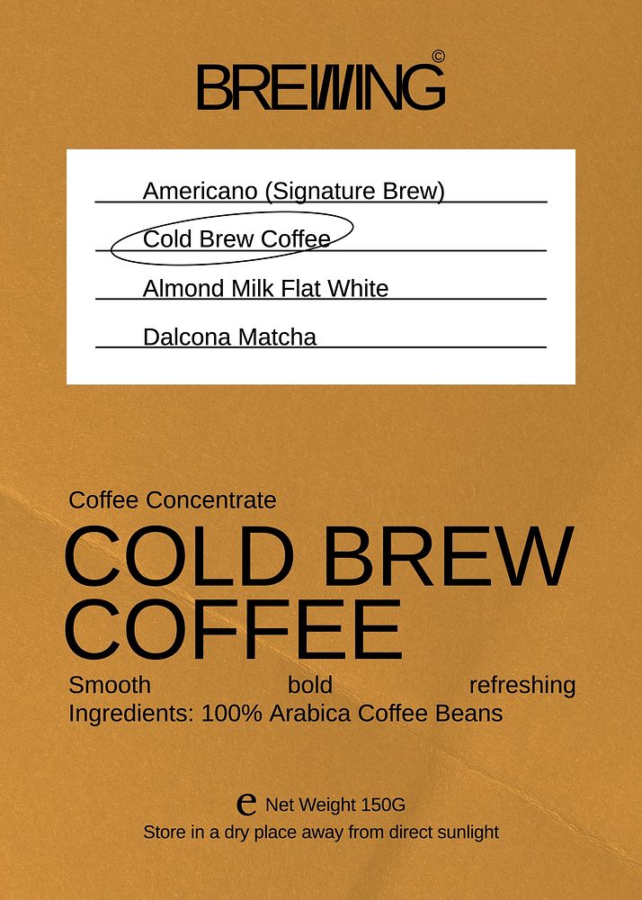 Cold brew coffee label template   branding design