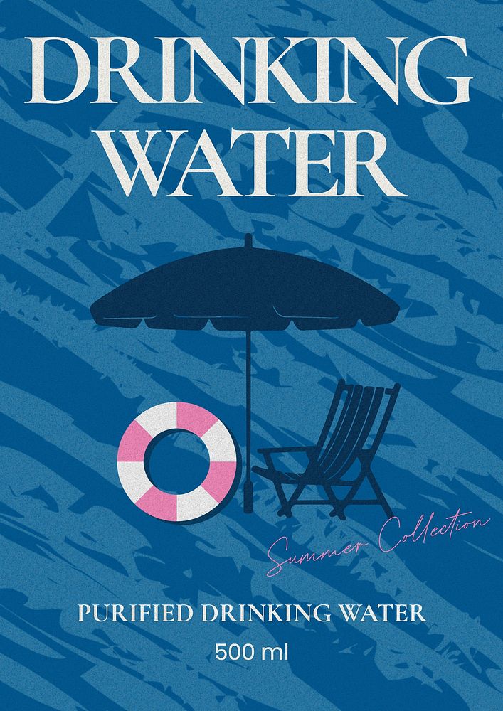 drinking water label template, editable  branding design